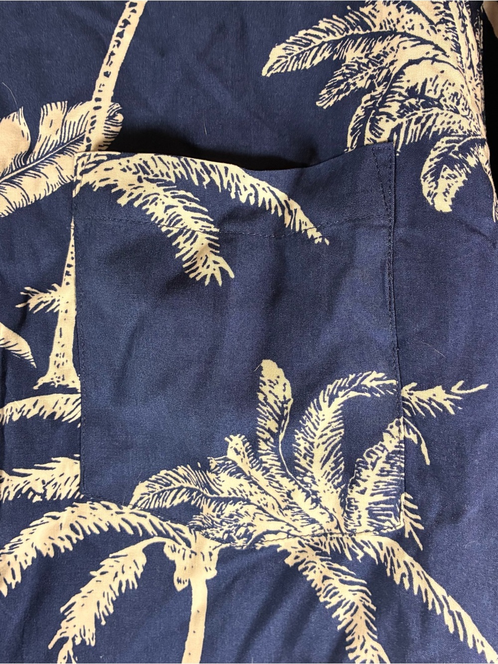 Margaritaville Navy and White Palm-Print Short Sleeve Button-Down Shirt - Picture 6 of 6